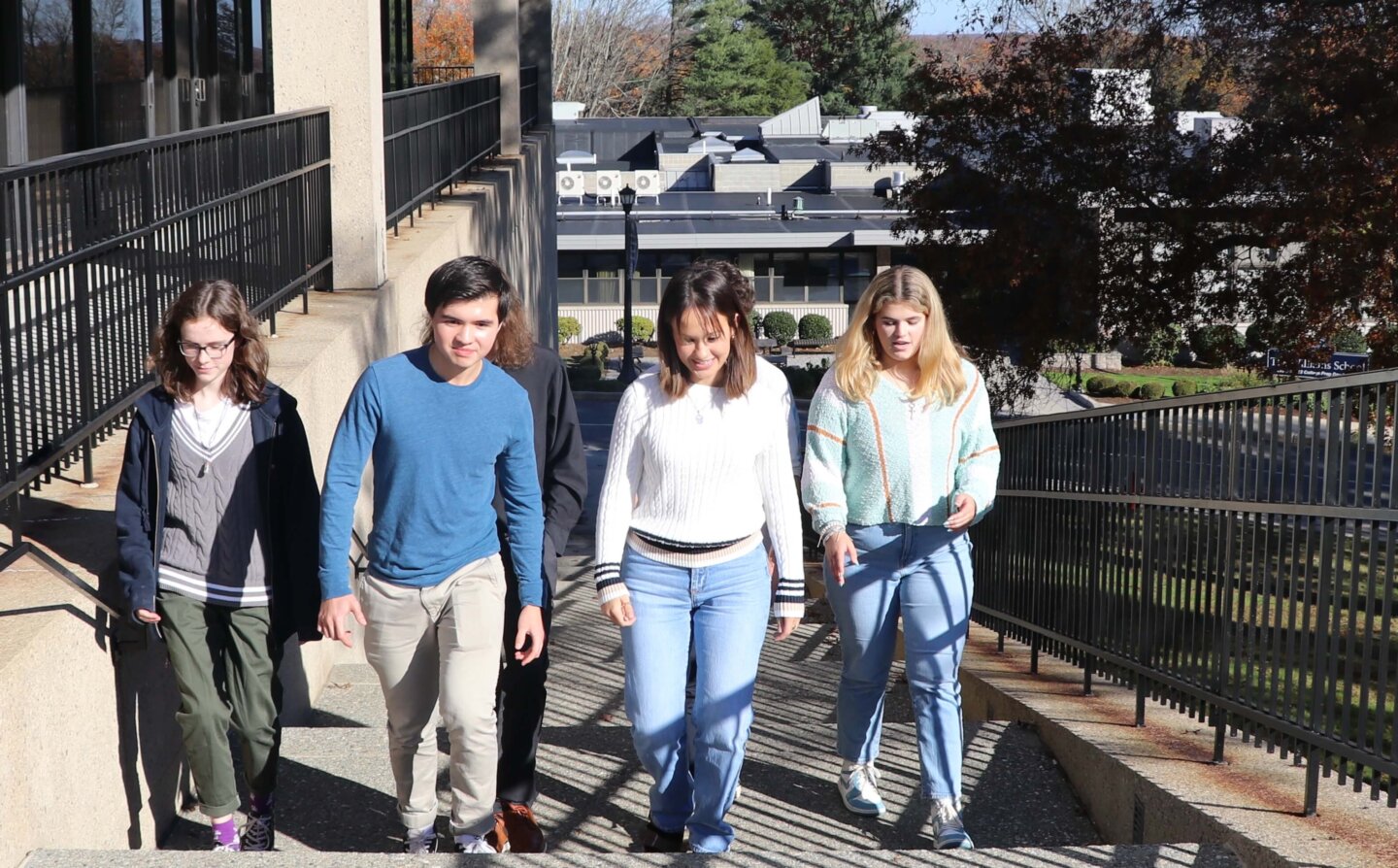 Williams' college acceleration program students walk up the steps