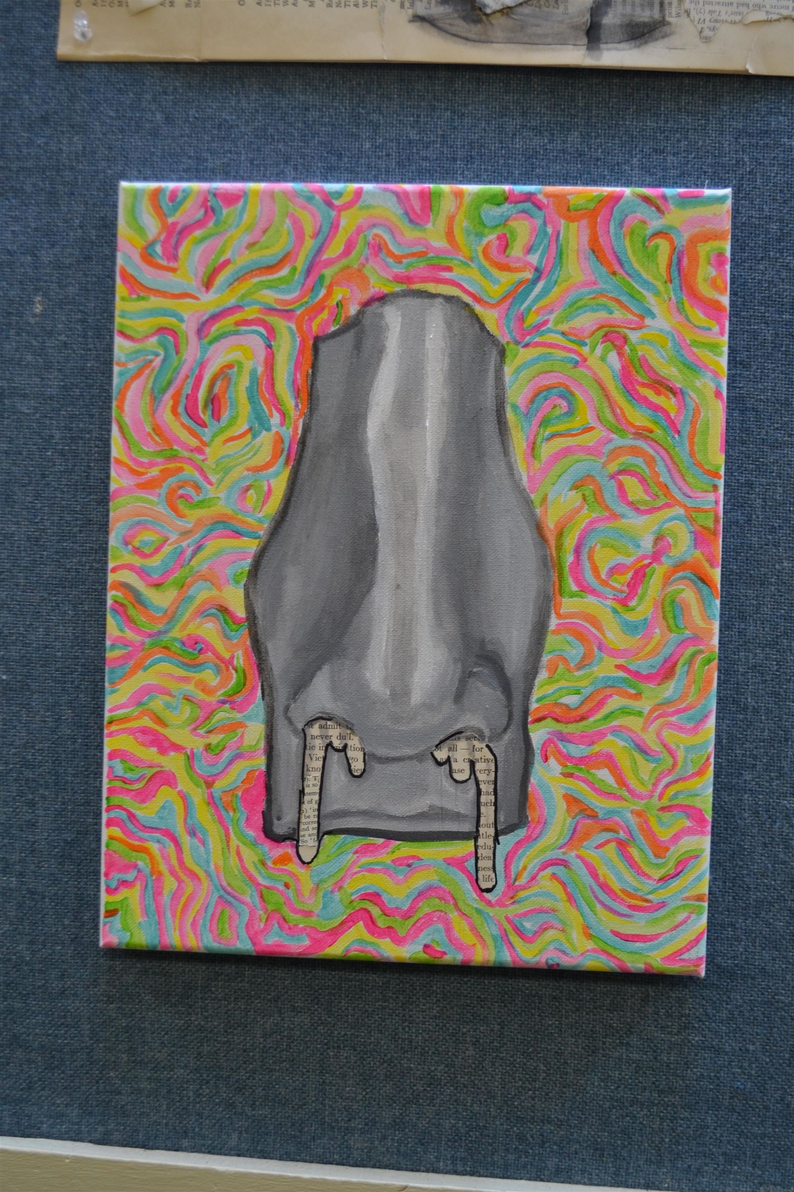 nose on psychedelic background mixed media painting