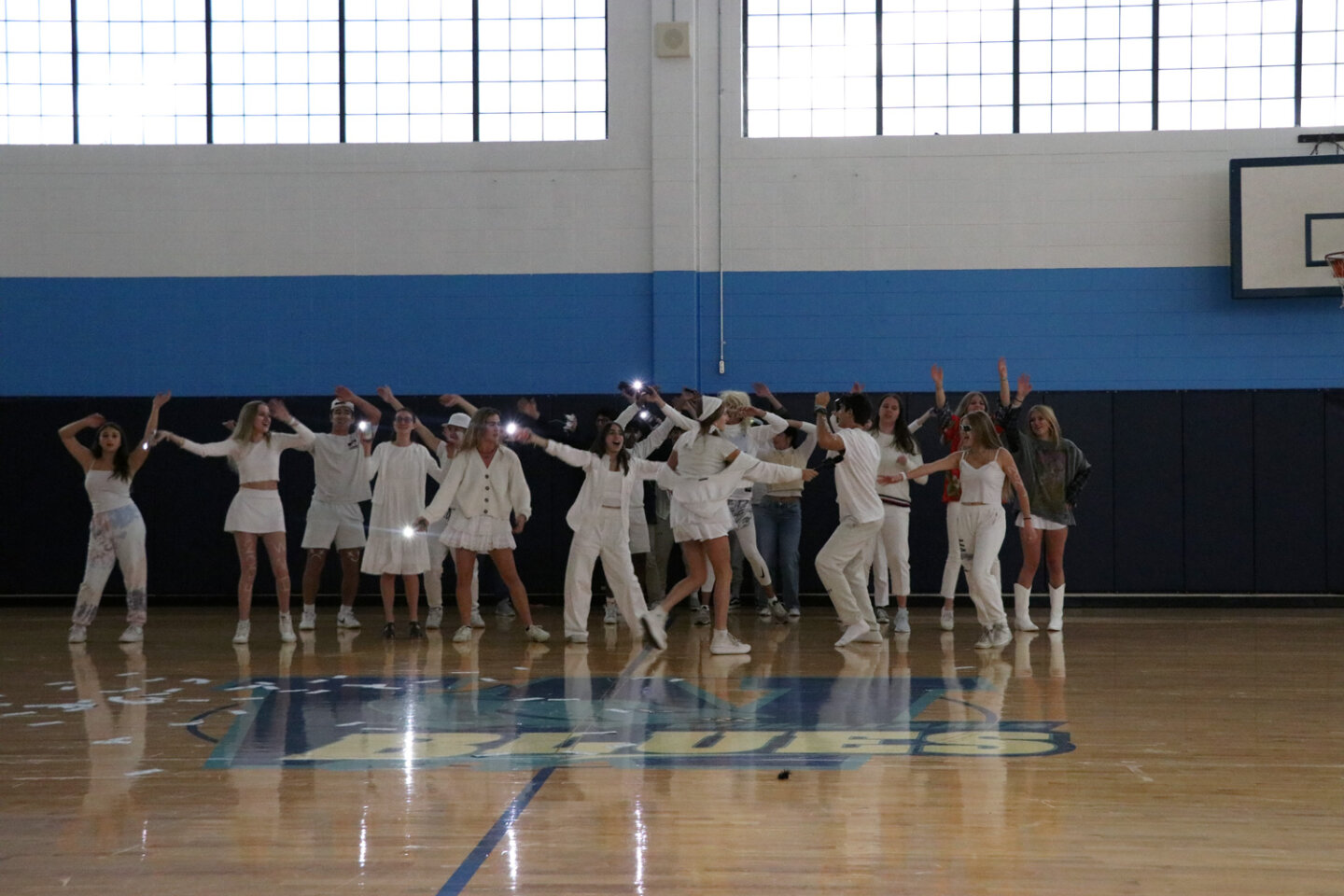 Williams School students have a lip sync battle in the gymnasium